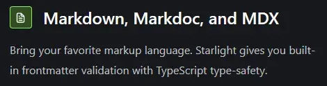 Starlight - Markdown, Markdoc and MDX